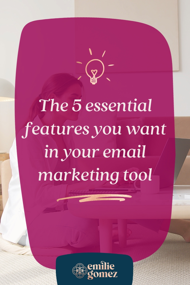 One of the tools you'll need to create a funnel is an email marketing platform, such as Mailchimp, ConvertKit or my personal favourite, MailerLite. Read this post to find out the 5 features your email marketing tool needs to have so you can launch successfully and grow your business with ease. #emailmarketing #onlinebusiness